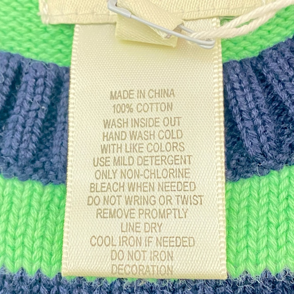 Best & Co. NWT Stripe Fly Crew Sweater Kids 6 Navy and Green - Picture 7 of 9